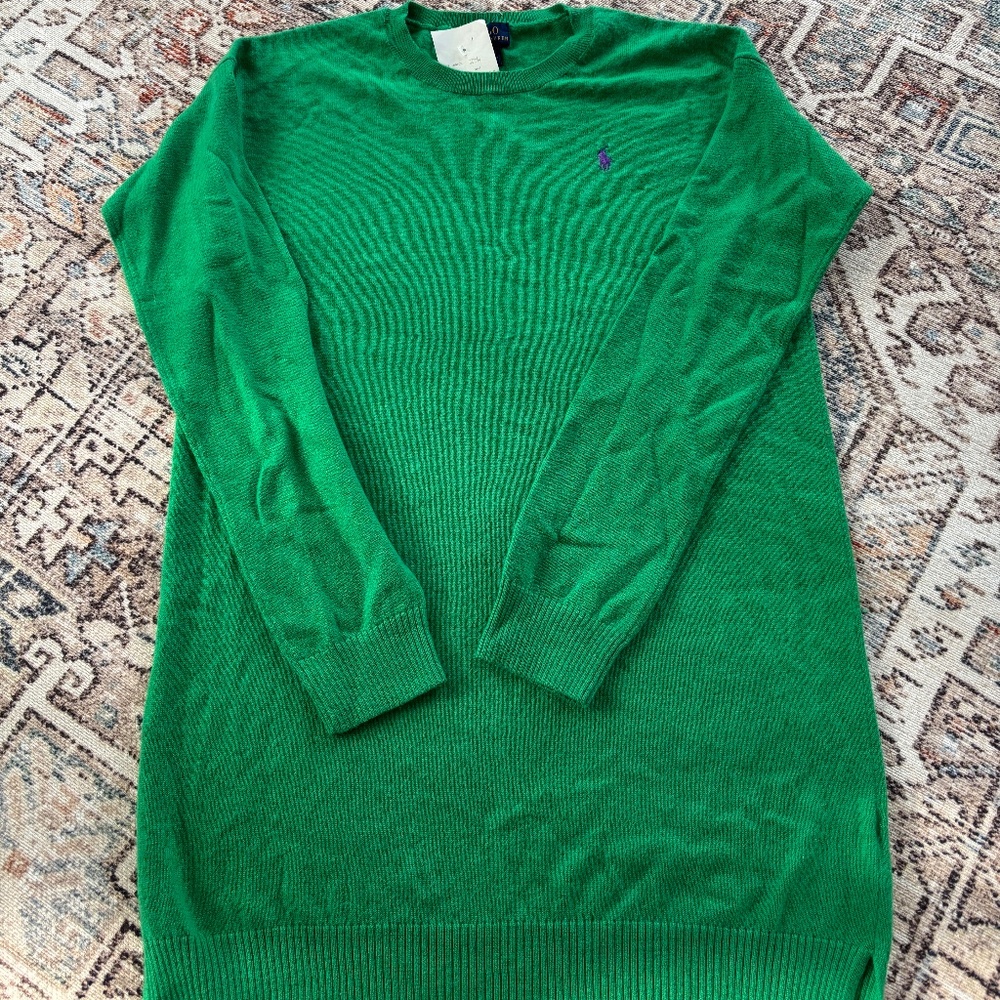 Polo Ralph Lauren Tunic Sweater in kelly green, NWT - fits like a S